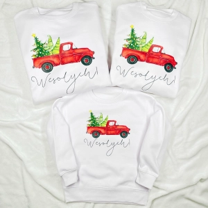 Białe-bluzy-zestaw-rodzinny-2-plus-1-świąteczny-pickup-wesołych.webp