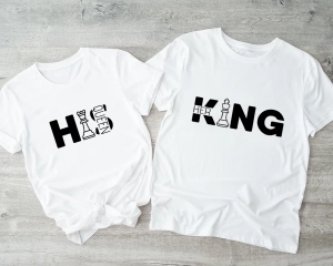 HIS QUEEN HER KING szachy komplet koszulek dla pary