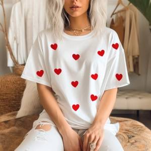 Damska koszulka dwustronna w serca