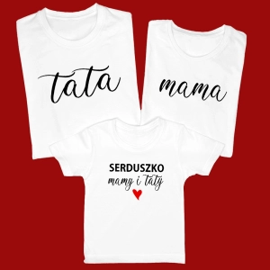 Tata Mama Serduszko Mamy i Taty komplet koszulek dla rodziny