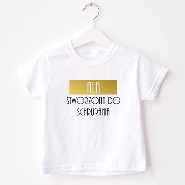 Stworzona-do-schrupania-biała-koszulka-dziecięca-z-imieniem.webp
