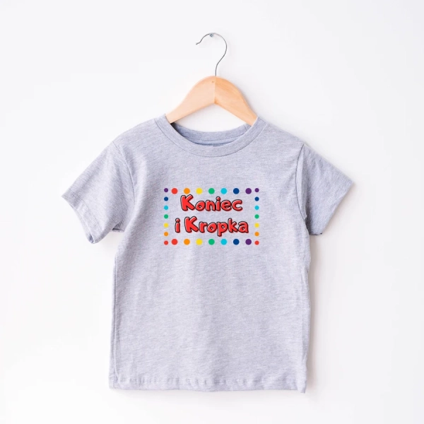 Szara-koszulka-dziecięca-koniec-kropka.webp