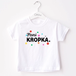 Biała-koszulka-dziecięca-Pani-Kropka.webp