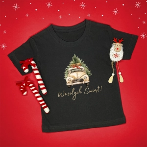 Czarna-koszulka-dziecięca-boże-narodzenie-świąteczny-pick-up.webp