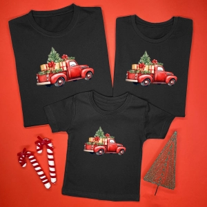 Czarne-koszulki-komplet-boże-narodzenie-czerwony-samochód.webp