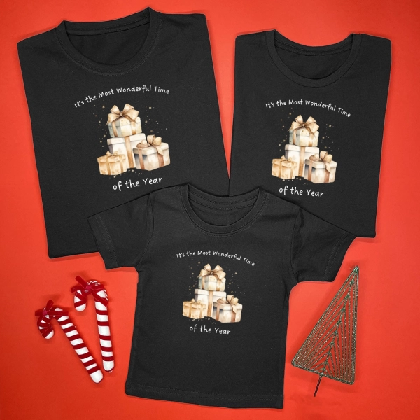 Czarne-koszulki-komplet-boże-narodzenie-wonderful-time.webp