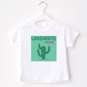 Biała-koszulka-dziecięca-na-wakacje-lanzarote-kaktus.webp