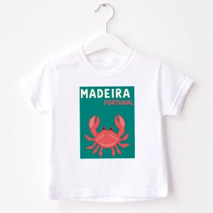 Biała-koszulka-dziecięca-na-wakacje-madera-krab.webp