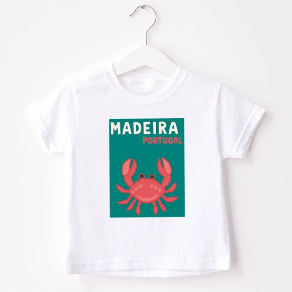 Biała-koszulka-dziecięca-na-wakacje-madera-krab.webp
