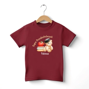 Burgundowa-koszulka-dziecieca-super-przedszkolaczek.webp