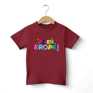Burgundowa-koszulka-dziecieca-dzień-kropki.webp