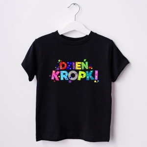 Czarna-koszulka-dziecięca-dzień-kropki.webp