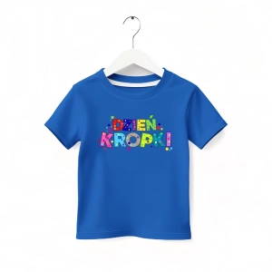 Niebieska-koszulka-dziecieca-dzień-kropki.webp