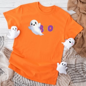 Pomarańczowa koszulka dziecięca halloween-boo.webp