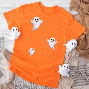 Pomarańczowa koszulka dziecięca halloween-duszki.webp