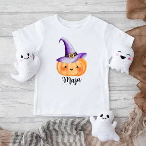 Biała koszulka dziecięca halloween-dynia-magiczna.webp