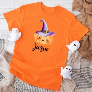 Pomarańczowa koszulka dziecięca halloween-dynia-magiczna.webp
