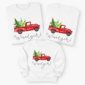 Komplet-bialych-bluz-dla-rodziny-2-plus-1-wesolych-swiateczny-pickup-truck.webp