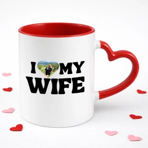Kubek serce I LOVE MY WIFE ze zdjęciem