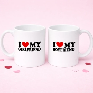 Zestaw kubków I LOVE MY GIRLFRIEND BOYFRIEND