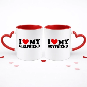 Zestaw kubków serce I LOVE MY GIRLFRIEND BOYFRIEND
