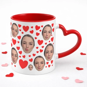 Kubek serce personalizowany LOVE twarze