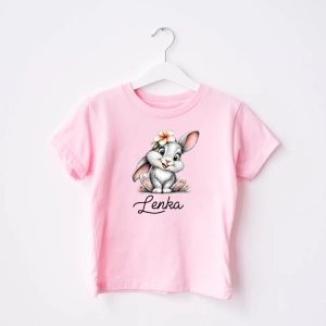 Zajączek z kwiatuszkiem personalizowana koszulka lub body dla dziewczynki