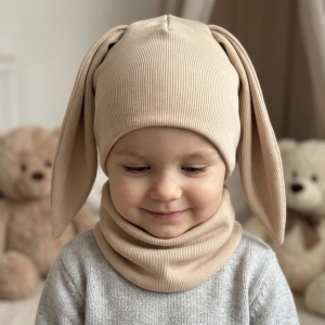 Czapka z uszami królika plus komin