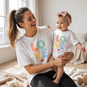 Komplet koszulek matchy-matchy mama i dziecko love