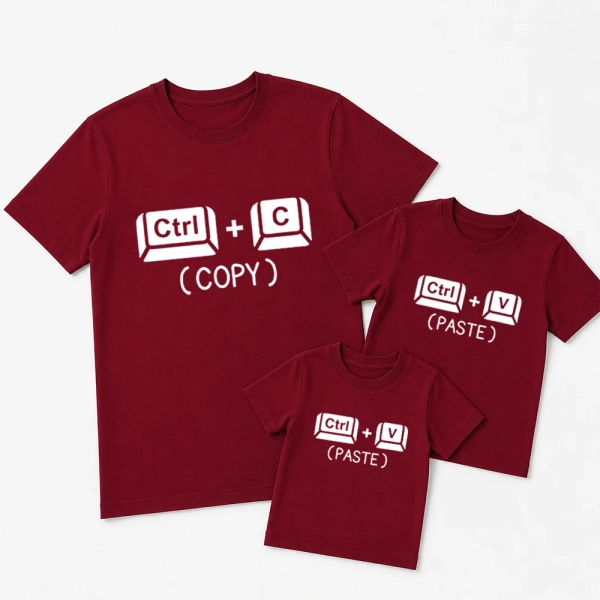 Komplet-koszulek-burgundowe-meska-2-dzieciece-kopiuj-wklej-ctrl-c-v.webp
