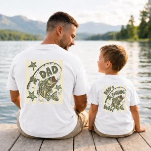 DAD i DAD’S FISHING BUDDY komplet koszulek tata i dziecko