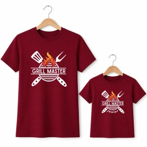 Komplet-koszulek-meska-dziecieca-burgundowe-grill-master.webp