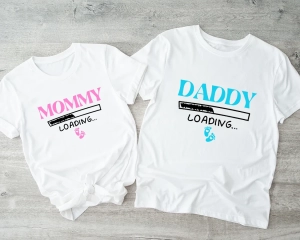 Mommy Daddy Loading koszulki z nadrukiem dla przyszłych rodziców