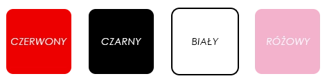 Do wyboru kolory bluz: biały, czarny, czerwony, jasny różowy